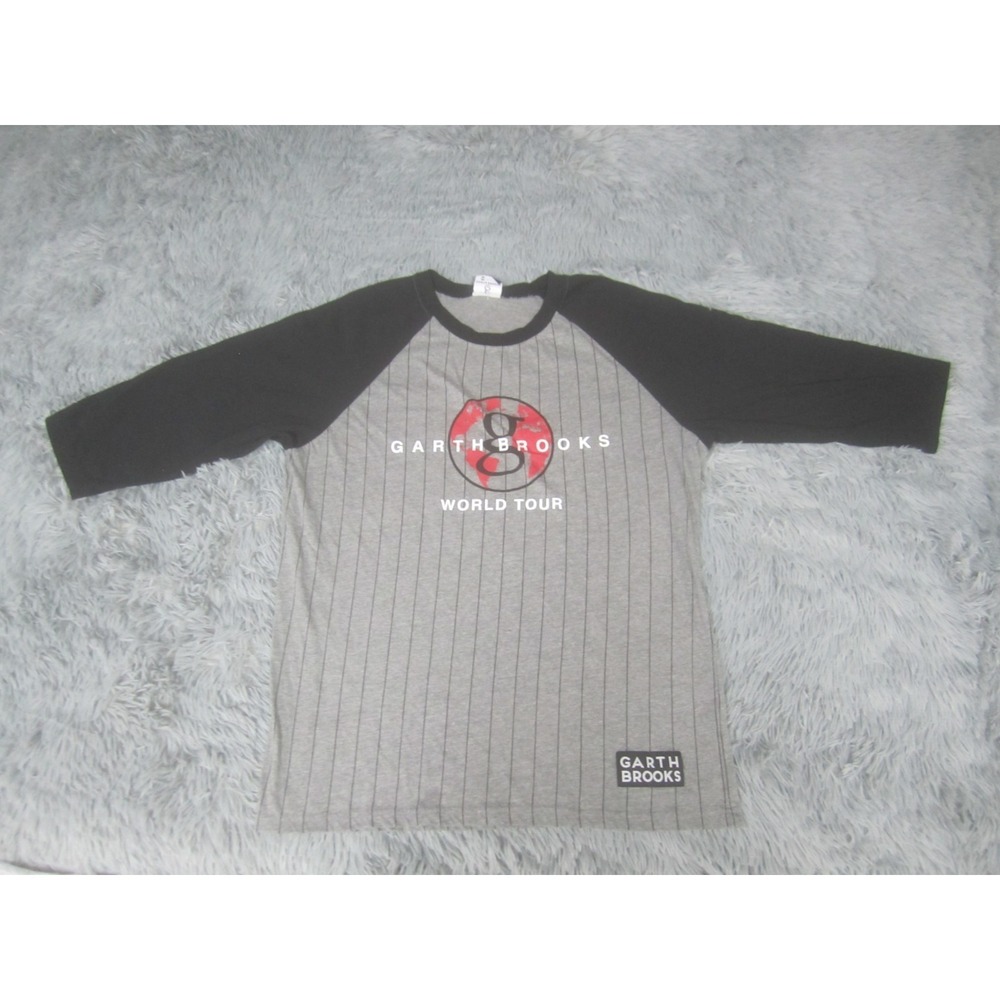 Garth Brooks World Tour Shirt Womens 2X Gray Black Graphic Print Slim Fit